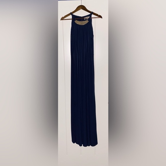 Michael Michael Kors Gold Statement Necklace Maxi Dress L Cocktail Dinner Party - Picture 8 of 9